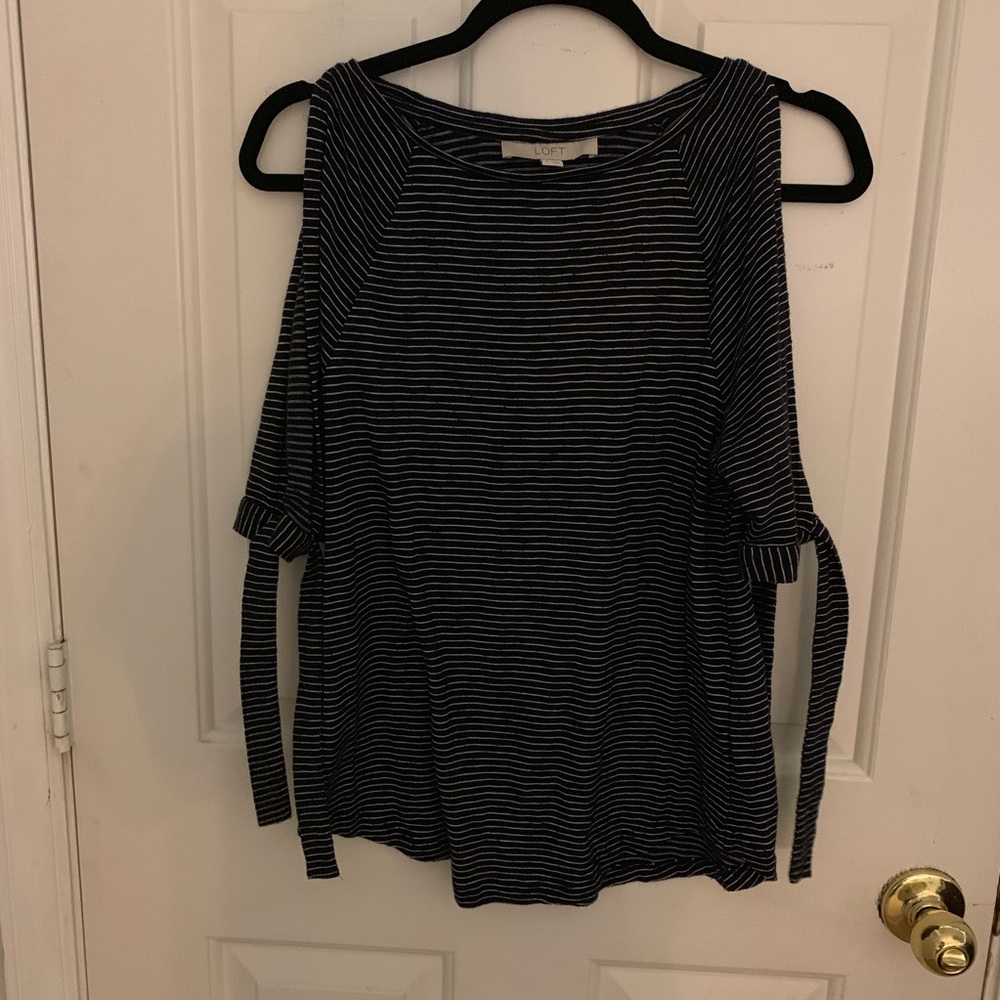 Black and white striped LOFT Shirt